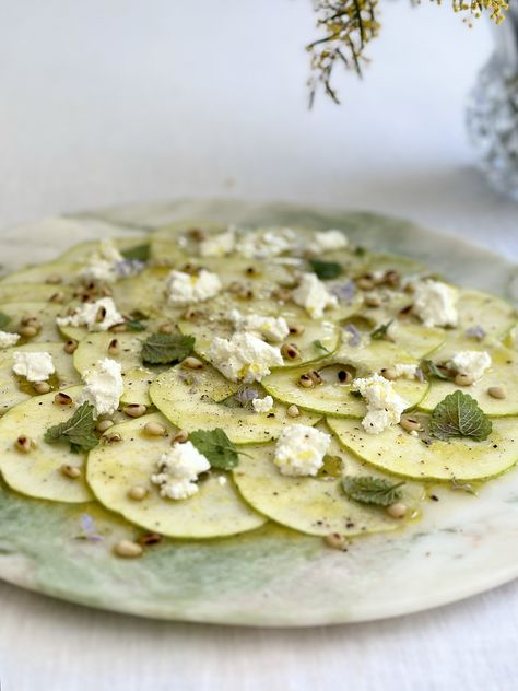 Pear carpaccio. — The Cordony Kitchen — Amanda Cordony Pear Carpaccio, Pineapple Carpaccio, Carpaccio Recipe, Rice Pasta, Fast Dinners, Snack Treat, Gluten Free Sugar Free, Lunch Snacks, Bowls Recipe