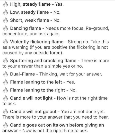 Reading the candle flame for yes or no questions. Just in case you ever wanted to learn pyromancy... Stay wild Moon child!!! #witchywoman… Candle Magick Spells, Flames Meaning, Candle Magic Spells, Candle Reading, Candle Flame, Grimoire Book, Eclectic Witch, Wiccan Witch, Magick Spells