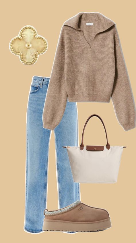 Comfy fall fit, SEO, Uggs, Sweater Weather, Fall, autumn, cozy Fall Fits Comfy, Running Late Outfits, Comfy Rainy Day Outfit, Brown Sweater Outfit, Fits Comfy, Ugg Tazz, Coffee Date Outfits, Comfy Fall Outfits, Fall Fit