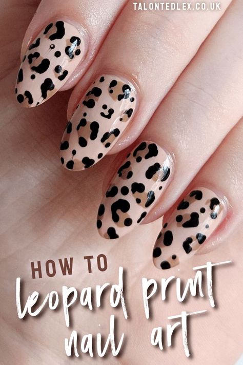 How To Do Leopard Print Nails, Diy Nail Designs Step By Step, Leopard Nails Tutorial, How To Nail Art, Step By Step Nail Art, Leopard Print Nail Art, Leopard Print Nail, Leopard Nail Designs, Nailart Tutorial