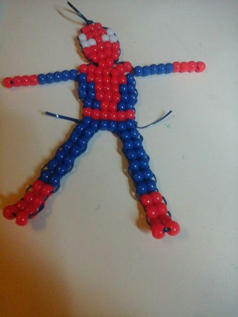 Spider Man Spiderman Pony Bead Pattern, Spider Man Bead Pattern, Spider Man Kandi, Pony Bead Animals, Hero Crafts, Kandi Cuff Patterns, Pony Bead Projects, May Crafts, Disney Christmas Decorations