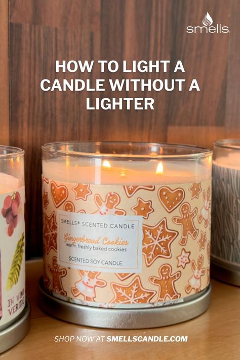 No lighter? No problem! Keep your cozy candlelit evenings going with these clever ways to light your candles from Smells Candle. From matches to stovetops, there are plenty of creative ways to get your favorite scents glowing. Learn how to light a candle without a lighter and impress your friends with your resourcefulness. Check out Smells Candle's blog for more candle care tips and tricks! Candle Care Tips, Boho Outdoor Space, Candle Science, Light A Candle, Boho Outdoor, Candle Care, Candle Smell, Light Candle, Wooden Kitchen