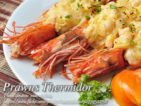 Prawns Thermidor | Panlasang Pinoy Meat Recipes Shrimp Thermidor, Baked Prawns Recipe, Baked Prawns, Prawns Recipes, How To Cook Prawns, Lobster Thermidor, Prawns Recipe, Filipino Food Dessert, Pinoy Foods