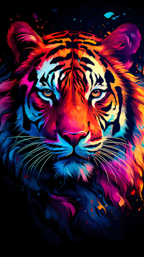 Striking digital illustration wallpapers showcasing dynamic tiger art. Tiger Drawing Illustration, Tiger Abstract Art, Tiger Art Illustration, Tiger Painting Abstract, Tiger Painting Acrylic, Wallpaper Tiger, Colourful Animals, Epoxy Clock, Images Pop Art