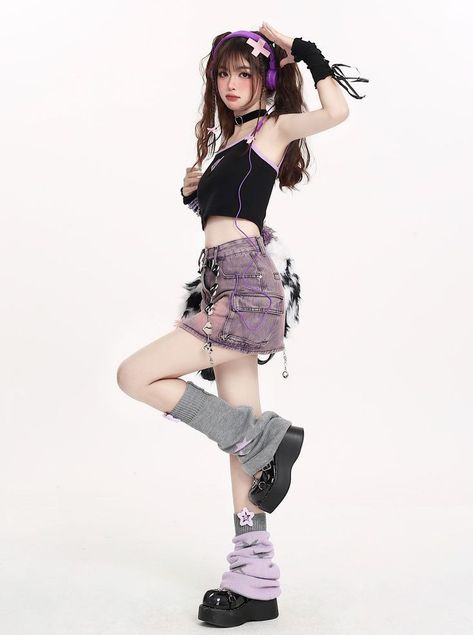 Style Kawaii, Purple Gradient, Female Pose Reference, Kawaii Fashion Outfits, Grunge Goth, Really Cute Outfits, Character Outfits, Fashion Poses, Kawaii Fashion