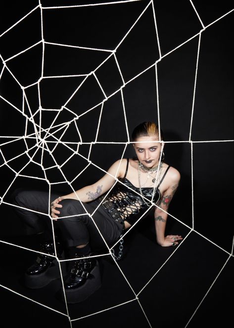 Vintage Spiderweb Photoshoot, Spider Web Photoshoot, Spiderweb Photoshoot, Spider Photoshoot, Spiderweb Fashion, Halloween Editorial, Halloween Shoot, Spider Theme, Rhinestone Halloween