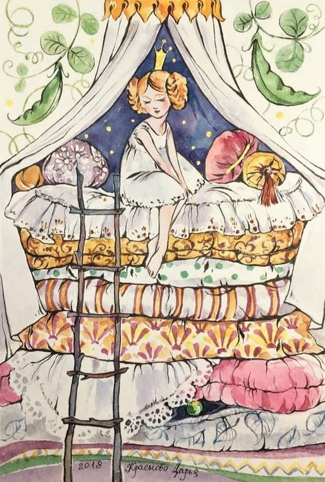 Princess Illustration, Fairy Tale Illustration, Fairy Tales For Kids, Princess And The Pea, Watercolor Books, Childrens Books Illustrations, Fairytale Illustration, Fairytale Art, Fantasy Fairy