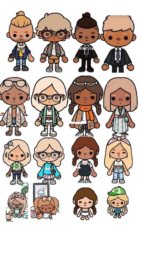 Toca People Ideas, Toca Boca Avatar Ideas Free, Preppy Toca Boca Characters, Toca Avatar Ideas, Toca Boca Characters Ideas Mom Aesthetic, Toca Boca Characters Free, Tocaboca Characters, Toca Boca Dad Ideas, Toca Boca Character Ideas Family