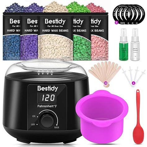 Amazon.com : Bestidy Waxing Kit for Women and Men Home Wax Warmer with 5 Pack Hard Wax Beads Hot Wax Hair Removal for Brazilian Body Underarm Bikini Chest Legs Face Eyebrow : Beauty & Personal Care Wax Machine, Eyebrow Beauty, Hard Wax Beans, Wax Bean, Wax Beads, Brazilian Waxing, Waxing Kit, Wax Hair Removal, Wax Warmer