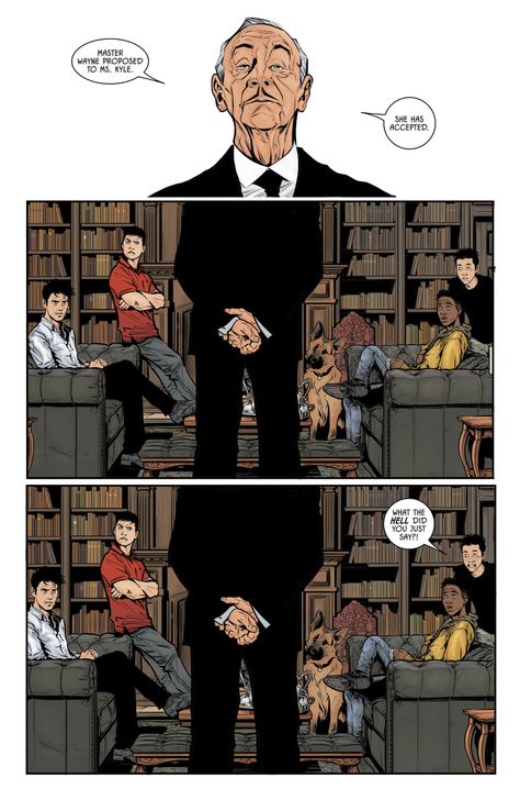 The Robins React To Batman's Engagement Alfred And Jason, Jason Todd Damian Wayne, Batman And Damian, Baby Damian Wayne, Jason Todd And Damian Wayne, Jason And Damian, Batman Alfred, Batman Meme, Duke Thomas