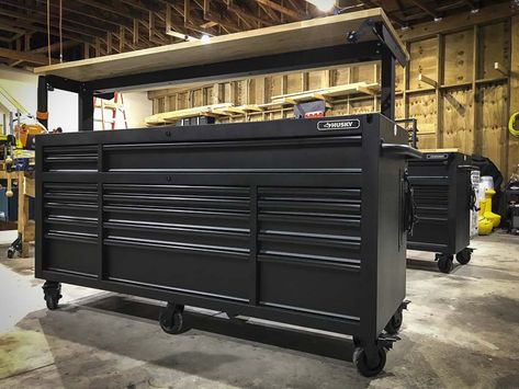 Husky Tool Box Organization, Husky Storage, Husky Workbench, Husky Tool Box, Shop Tool Boxes, Workbench With Storage, Tool Wall Storage, Garage Organizing, Box Organization