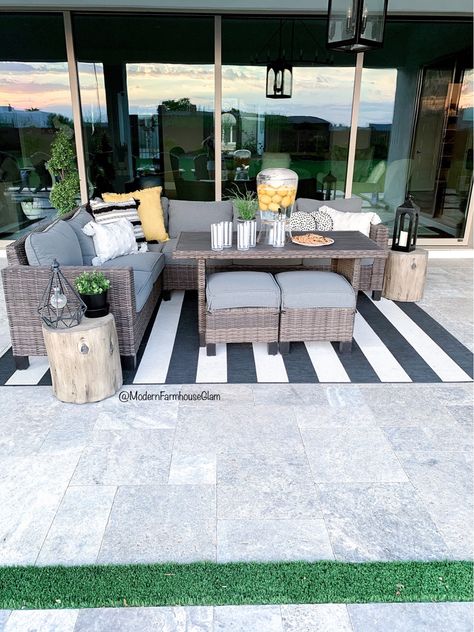 Patio furniture set at Modernfarmhouseglam 
Outdoor rug sofa couch table dining 

Follow my shop @modernfarmhouseglam on the @shop.LTK app to shop this post and get my exclusive app-only content!

#liketkit #LTKsalealert #LTKSeasonal #LTKhome
@shop.ltk
https://liketk.it/45KhK Patio Couch With Dining Table, Glam Modern Farmhouse, Modern Farmhouse Glam, Outdoor Design Ideas, Travertine Patio, Patio Furniture Layout, Investment House, Porch Swing Bed, Dream Patio