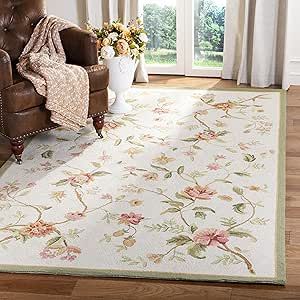 SAFAVIEH Chelsea Collection Area Rug - 9' x 12', Ivory, Hand-Hooked French Country Wool, Ideal for High Traffic Areas in Living Room, Bedroom (HK263A) Cottagecore Rugs, Floral Rug Nursery, Pink Floral Rug, Cottagecore Rug, Floral Rug Living Room, Wimbledon House, Summer Bedroom, Chic Area Rug, Beach Bedding