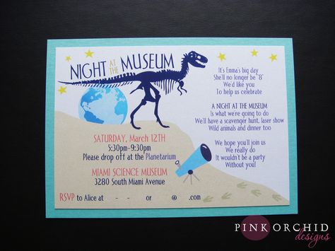 Pink Orchid Weddings: Night at the Museum Birthday Invitations Museum Birthday Party Ideas, Night At The Museum Birthday Party, Night At The Museum Party, Museum Birthday Party, Pink Orchid Wedding, Museum Party, Steam Night, Museum Movie, Booklet Cover