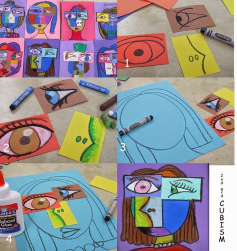 Picasso Elementary Art, Picasso Kids, Pablo Picasso Cubism, Portraits For Kids, Elementary Art Lessons, Picasso Cubism, Classe D'art, Picasso Portraits, Pablo Picasso Art