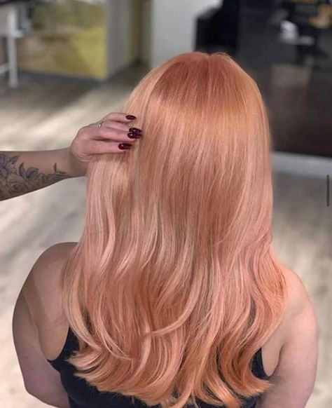 The Prettiest Living Coral Hair Color Ideas To Try This Summer Peach Blonde Hair, Peachy Hair Color, Coral Hair Color, Peach Blonde, Blonde Looks, Peach Hair Colors, Light Strawberry Blonde, Coral Hair, Hair Goal