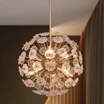 Chandeliers | Find Great Ceiling Lights Deals Shopping at Overstock Chandelier Flower, Glam Chandelier, Flower Glasses, Lights For Dining Room, Chandelier Store, Crystal Globe, Sphere Chandelier, Ball Pendant Lighting, Gold Pendant Lighting