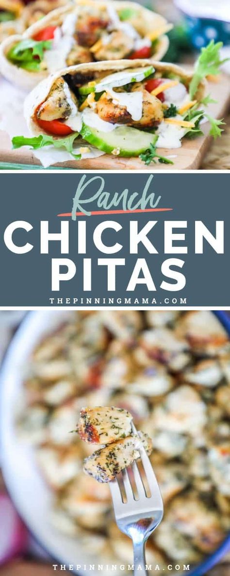 Pita Bread Chicken Recipes, Chicken Bacon Ranch Pita, Pita Sandwich Recipes, Chicken Pita Sandwich, Chicken Pita Pockets, Easy Delicious Chicken Recipes, Chicken Pita Recipes, Chicken Pitas, Pita Pocket Recipes