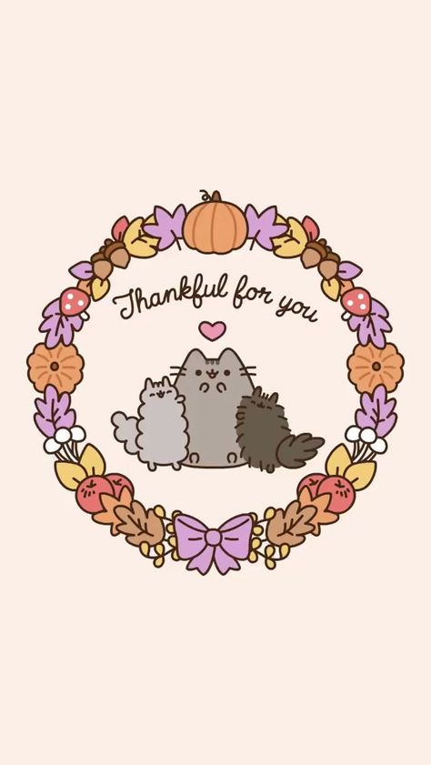 #pusheen #pusheencat #cat #kitten #pip #stormy #thanksgiving #thankful #fall #autumn #holiday #phone #wallpaper #background #lockscreen #screensaver #iphone #samsung Pusheen Pictures, Happy Fall Yall Wallpaper, Pusheen Gif, Pusheen Stormy, Thanksgiving Background, Pusheen Cute, Thanksgiving Prayer, Thanksgiving Wallpaper, Pusheen Cat