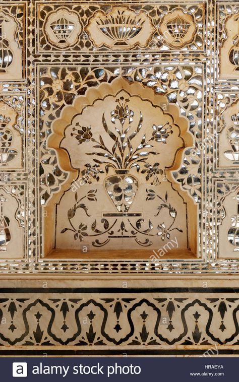 Sheesh Mahal Jaipur, Jaipur Motifs, Amber Fort Jaipur, Sheesh Mahal, Amber Fort, House Wall Design, India Architecture, Ancient Indian Architecture, 3d Printing Business