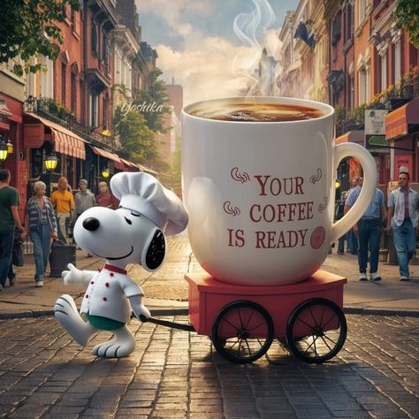 Snoopy Coffee Wallpaper, Snoopy Morning Coffee, Funny Coffee Pictures, Snoopy Tea, Snoopy Good Morning, Snoopy Cafe, Snoopy Friday, Day And Night Quotes, Good Morning Snoopy