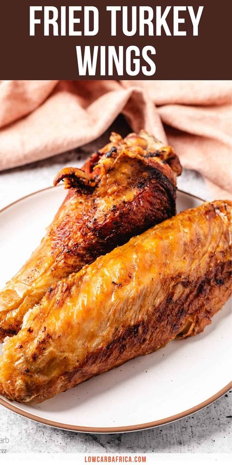 If you're looking for a unique alternative to a traditional Thanksgiving turkey, this recipe will not disappoint. These fried turkey wings promise an explosion of flavor in every crispy, succulent bite, transforming ordinary turkey wings into a deliciously indulgent treat. If you're a fan of tender meat encased in a crunchy, seasoned crust, this dish is the perfect addition to your family dinner rotation. #KetoMeal #KetoTurkeyRecipe #KetoFoods | LowCarbAfrica.com Turkey Wings And Legs Recipes, Crispy Turkey Wings, Fried Turkey Injection Recipes, Fried Turkey Legs Recipe, Deep Fried Turkey Wings, Chopped Recipes, Fried Turkey Wings, Fried Turkey Wings Recipe, Air Fryer Turkey Recipes