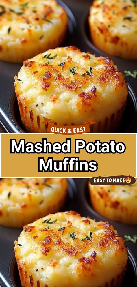 Mashed Potato Muffins – Crispy, Creamy, & Totally Irresistible - Amber's Kitchen Chronicles Mashed Potato Muffins Recipe, Potato Muffins Recipe, Healthy Portable Snacks, Mashed Potato Bites, Bacon Mashed Potatoes, Mashed Potato Cakes, Perfect Mashed Potatoes, Potato Muffins, Easy Mashed Potatoes