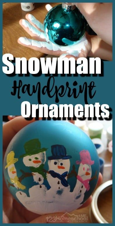 Snowman Handprint, Snowman Handprint Ornament, Spinning Christmas Tree, Christmas Science Experiments, Christmas Tree Ornament Crafts, Diy Schneemann, Christmas Science, Handprint Ornaments, Ornament Snowman