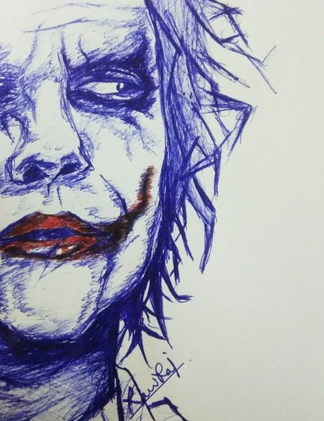 Pen sketch of joker by Ravi Raj #Joker #draw #sketch #drawing #art #pendrawing Ghost Face Drawing Easy, Joker Drawing Easy, Drawing Joker, Joker Art Drawing, Joker Sketch, Joker Drawing, Joker Drawings, Der Joker, Joker Heath