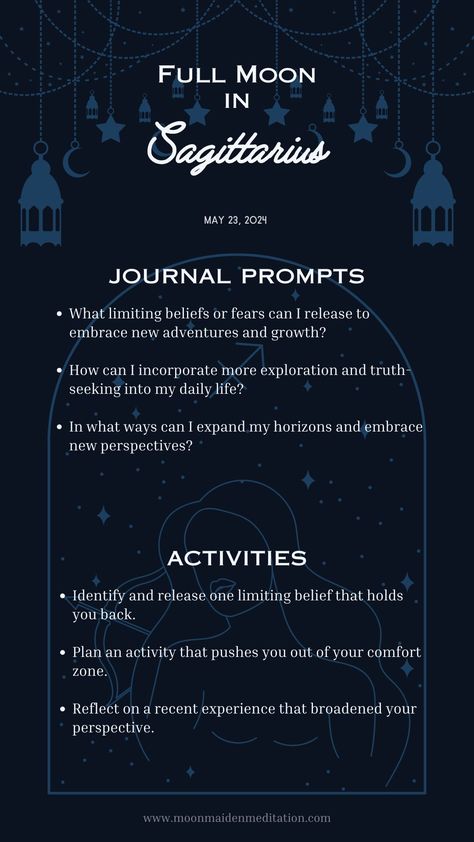 Discover how the Full Moon in Sagittarius energizes your quest for adventure and personal growth. Learn rituals, affirmations, and insights to harness this fiery lunar energy for expansive transformation.


📚 Discover our "Lunar Manifestation Journal Series" today! Full Moon In Sagittarius, Moon In Sagittarius, Lunar Energy, Moon Cycles, The Full Moon, Manifestation Journal, Ancient Wisdom, Moon Phases, Journal Prompts