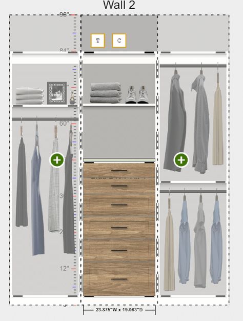 Question 2 drawer width depth columbus custom closet design | Innovate Home Org #Closet #ClosetRemodel #CustomClosetRemodel 5 Ft Closet Ideas, 3 X 8 Closet Layout, 8 Ft Closet Design, 5x7 Closet, Closet Design With Drawers, Reach In Closet Design Layout, Closet Measurement Guide, Square Closet Designs, Small Master Closet Design Layout