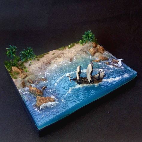 Golden Hind, Disney Canvas Art, Pirate Island, Disney Canvas, Hello Kit, Epoxy Resin Art, Diy Resin Art, Diy Resin Crafts, Beach Crafts