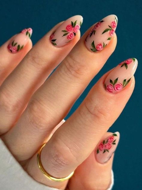 Tiktok Link, Rose Nails, Nail Art Kit, Nail Forms, Cat Kuku, Girls Nails, Nail Art Hacks, Floral Nails, Manicure E Pedicure