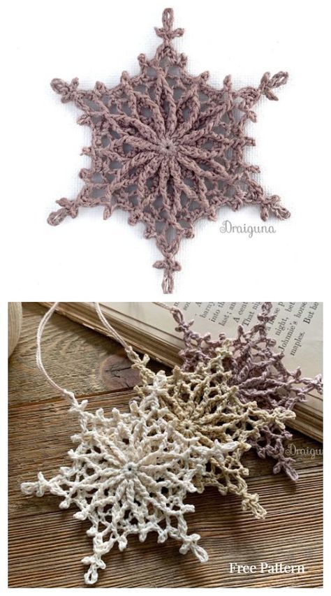 Hantverk Diy, Crochet Snowflake, Crochet Ornament Patterns, Snowflake Patterns, Crochet Snowflake Pattern, Crochet Xmas, Cozy Crochet, Crochet Ornaments, Crochet Snowflakes