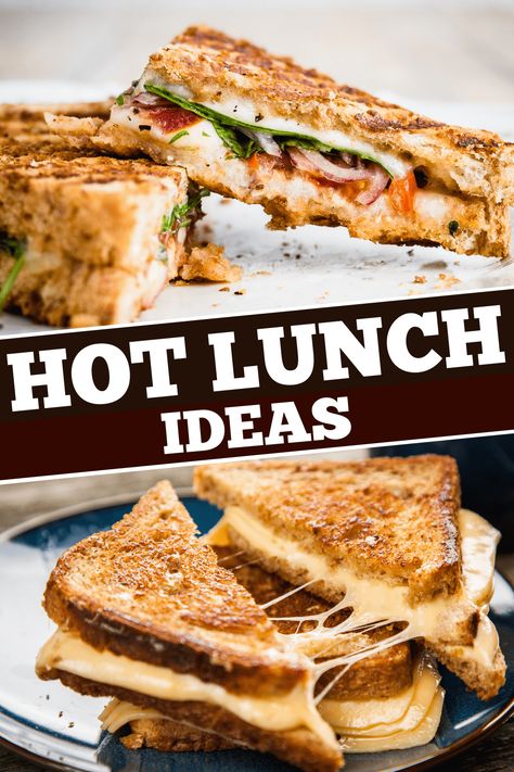 Looking for some healthy hot lunch ideas to keep you warm and toasty all day long? From soups to pizza to sandwiches, these easy recipes will give your lunch a welcome upgrade. Lunch Sandwich Recipes Cold, Quick And Easy Hot Lunch Ideas, Hot Sandwiches For Lunch, Easy Cold Sandwich Recipes Lunch Ideas, Sandwhichs To Make For Work, Warm Lunch Ideas, Healthy Hot Lunch Ideas, Hot Lunch Ideas, Quick Easy Lunch