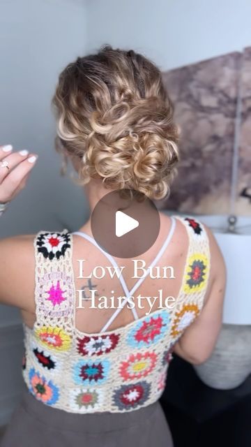 Bun Styles For Curly Hair, Naturally Curly Low Bun Wedding, Low Boho Bun Tutorial, Low Buns For Curly Hair, Elegant Low Bun Curly Hair, Naturally Curly Updo Tutorial, Low Curly Bun Wedding Hair Tutorial, Easy Bun Curly Hair, Curly Short Hair Wedding Styles