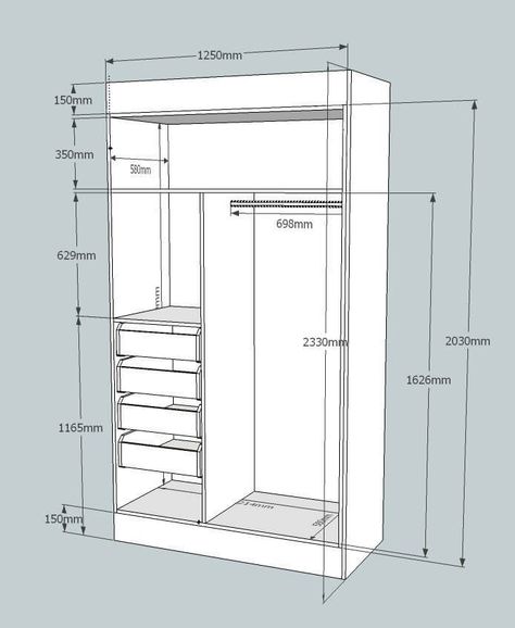 35 Standard Wardrobe Dimension Ideas - Engineering Discoveries Layout Clothes, Wardrobe Layout, Bedroom Wall Cabinets, Wardrobe Cabinet Bedroom, Clothes Bedroom, Wardrobe Dimensions, Clothes Cabinet, Modern Cupboard, Bedroom Cupboards