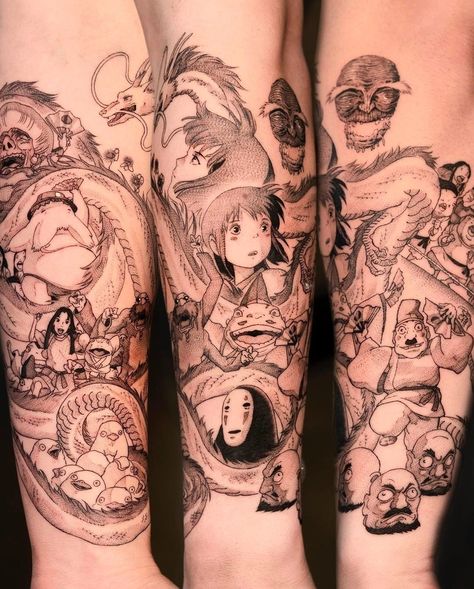 Tattoo Shapes, Hayao Miyazaki Tattoo, Miyazaki Tattoo, Tatuaje Studio Ghibli, Anime Tattoo Ideas, Studio Ghibli Tattoo, Spiderman Tattoo, Ghibli Tattoo, One Piece Tattoos