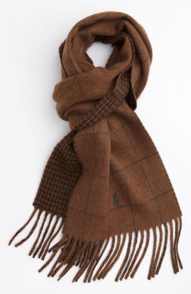 Vintage Ralph Lauren Scarf | Polo Ralph Lauren Windowpane Scarf in Brown for Men (vicuna windowpane ... Men’s Scarf, Scarf Men Style, Winter Scarf Men, Mens Scarf Fashion, Ralph Lauren Scarf, Scarves Men, Scarf Aesthetic, Mens Winter Scarf, Mens Knitted Scarf