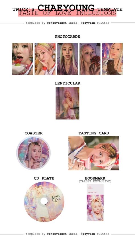 Chaeyoung Taste of Love Photocard Template https://twitter.com/pcyvern Taste Of Love Photocard Template, Cd Template, Taste Of Love, Photocard Template, Twice Album, Kpop Concert Outfit, Photo Card Template, Postcard Template, Chaeyoung Twice