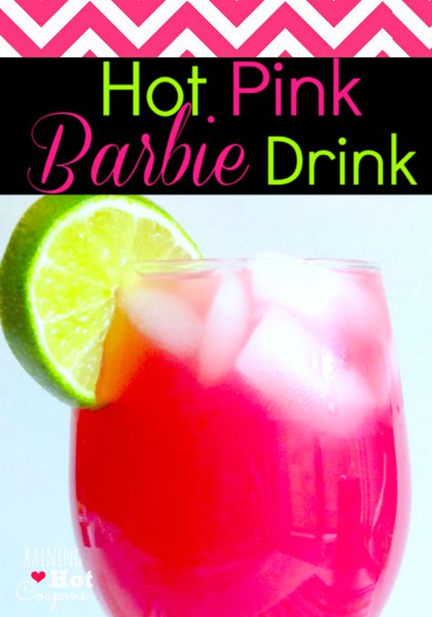 Hot Pink Barbie Drink: 1 oz Malibu Coconut Rum 1 oz vodka 1 oz Cranberry juice 1 oz Orange juice 1 oz Pineapple Juice Lime @Brooke Baird Baird Baird Baird Baird Baird Baird Behrens  long after the little girl is born, this sounds good for a big girls night ;) Pink Barbie Drink, Barbie Drink, Cheese Bites Recipe, Hot Pink Barbie, Pinterest Fail, Malibu Coconut, Malibu Rum, Pink Barbie, Blue Curacao