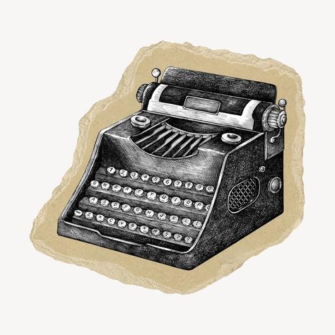 Typewriter Png, Dark Academia Png, Journalism Aesthetic, Machine Aesthetic, Paper Transparent, Ripped Paper, Journal Elements, Scrapbook Printing, Vintage Png