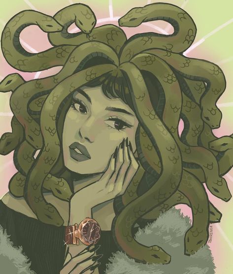 Medusa Portrait, Medusa Greek Mythology, Medusa Drawing, Medusa Art, Snake Hair, Greek Mythology Art, Mythology Art, Goddess Art, Art Reference Photos