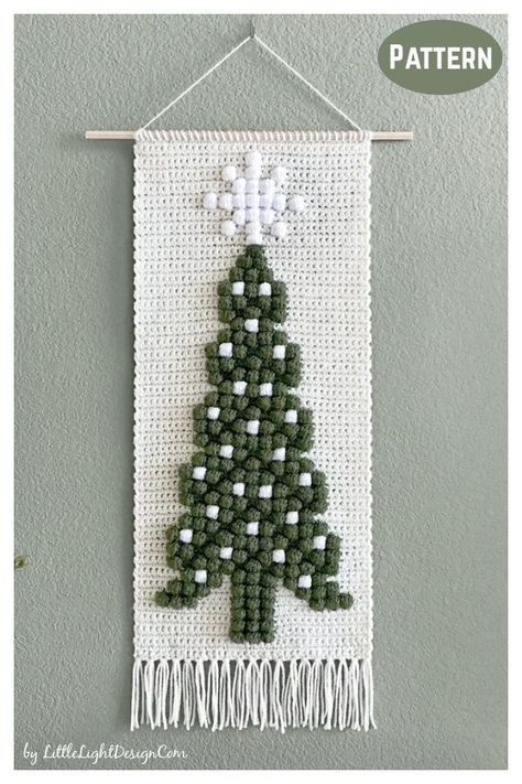 Christmas Tree Wall Hanging, Crochet Christmas Trees Pattern, Holiday Crochet Patterns, Tree Wall Hanging, Crochet Christmas Tree, Wall Hanging Pattern, Crochet Wall Art, Crochet Tree, Christmas Tree Wall