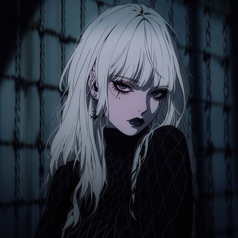 Goth Anime Aesthetic, Blonde Goth, Anime Pp, Girl Pp, Pp Anime, Anime Goth, Emo Pfp, Gothic Fantasy Art, My Logo