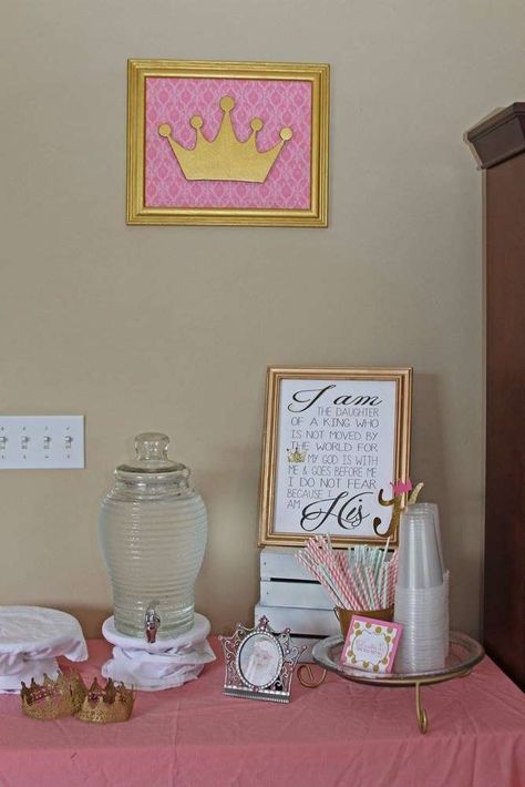 I am a daughter of the King Birthday | CatchMyParty.com Queen Esther Themed Party, Daughter Of The King Party Ideas, Queen Esther, King Birthday, Princess Photo, Daughters Of The King, Princess Birthday Party, Princess Birthday, Princess Party