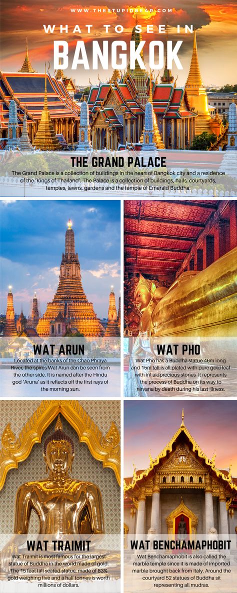 List of 20 best things to do in Bangkok travel Guide that are must-see for first time tourists to Thailand like Grand Palace, Wat Arun, Wat Pho, Yaowarat road in Chinatown and more with complete information on timings, ticket price and how to reach. Grand Palace Bangkok Outfit, Thailand Tourist Spot, Wat Arun Bangkok Outfit, Thailand Sunsets, South East Asia Backpacking, Bangkok Trip, Travel Countries, Bangkok Tourist, Grand Palace Bangkok