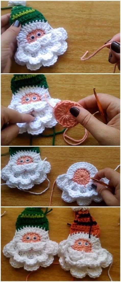 Diy Fall Ideas, Santa Applique, Slip Stitch Crochet, Christmas Crochet Patterns Free, Crochet Santa, Crochet Ornaments, Crochet Mittens, Crochet Christmas Ornaments, Christmas Crochet Patterns