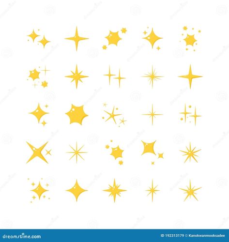 Set of Yellow Sparkles. Collection of Twinkling Star Symbol Isolated on White Background. Cartoon Style Stock Vector - Illustration of glow, festive: 192313179 Sparkle Cartoon, Yellow Sparkles, White Background Cartoon, Star Symbol, Planet Sun, Image Nails, Background Cartoon, Space Planets, Twinkle Star