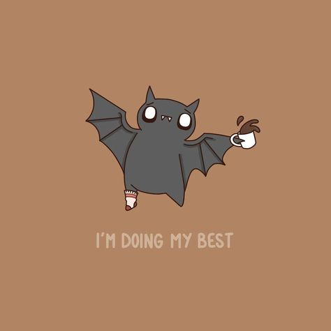 Funny Drawings Ideas, Bat Doodle, Procreate Drawings, Good Morning Cat, Spooky Coffee, Coffee Pics, Window Paintings, Good Morning Winter, Aesthetic Widgets